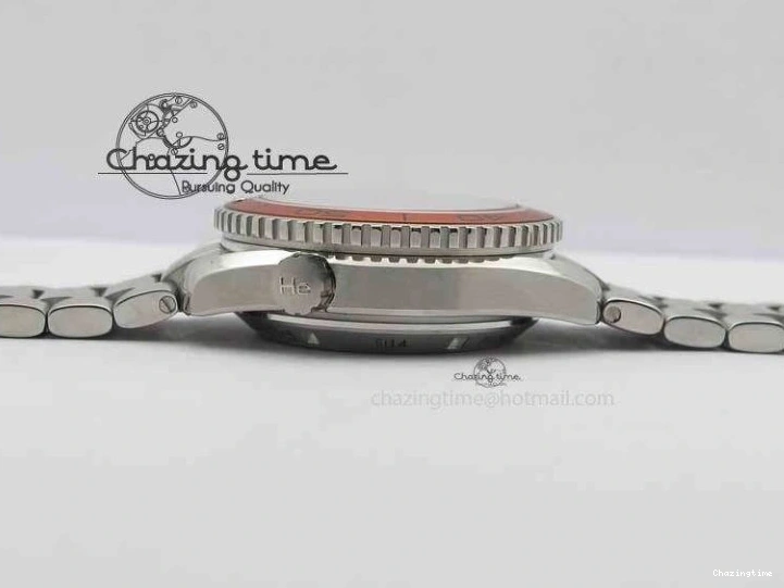 0517 Sophisticated Planet Ocean Master Chronometer Chrono SS OM 1:1 Best Edition Orange On SS Bracelet A 8156